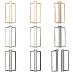 (52) Непрозрачная лаванда 9 шт. 3 пряжки из сплава для купальников, прямоугольные, разноцветные, 45x23x7.5 мм, 3 шт / цвет