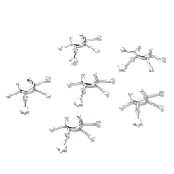 Platinum Brass Micro Pave Cubic Zirconia Pendants, Long-Lasting Plated, Star, Platinum, 27x33x2.6mm, Hole: 1mm