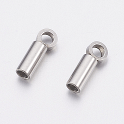 Stainless Steel Color Tarnish Resistant 304 Stainless Steel Cord Ends, End Caps, Stainless Steel Color, 7x2mm, Hole: 1.4mm, Inner Diameter: 1.2mm