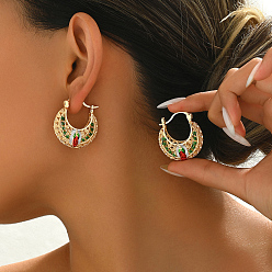 Human Геометрические ретро повседневные латунные серьги-кольца для женщин, реальный 18 k позолоченный, человек, 33x29 мм