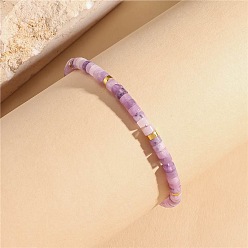 Amethyst Natural Amethyst Heishi Beaded Braided Bracelets, Adjustable Bracelets for Women, Inner Diameter: 2.36 inch(6cm)