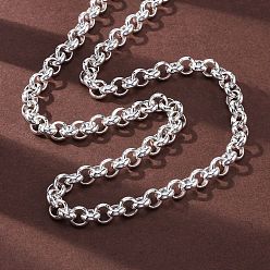 Серебро 304 из нержавеющей стали цепи Роло ожерелья, серебряные, 27.80 дюйм (70.6 см)
