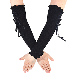 Черный Гетры из полиэстера, вязаные наручи, рукав без пальцев для женщин и девочек, чёрные, 390x75~77 мм