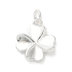 Клевер 925 серебряные шармы, серебристый цвет патед, с 925 соединительными кольцами и 925 штампом, клевер, 14x10x2.5 мм, отверстие : 2 мм