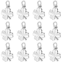 Посеребрённый 40 шт. Латунные подвески, клевер, без кадмия и без никеля, с целью перехода в кольце, 925 серебро покрытием, 11x9x1 мм, отверстие : 3 мм