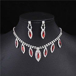 Светло-сиамский Комплекты ожерелий с подвесками из конского глаза и серег-гвоздиков для женщин, Light Siam, 400~500 мм