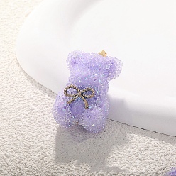 Лиловый Подвески из смолы, нести с бантом, с эмалью, сирень, 38x24 мм