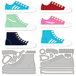 Shoes Углеродистая сталь разрезает трафареты, для diy scrapbooking, Фотоальбом, декоративная бумага для тиснения, цвет нержавеющей стали, выкройка обуви, 58~62x82~84x0.8 мм, 2 шт / комплект