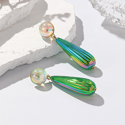 Зеленый лайм Серьги-гвоздики из смолы в форме капли, зеленый лайм, 70x16 мм