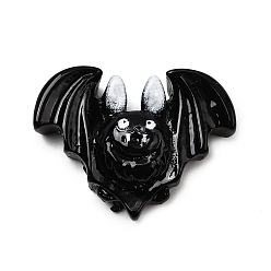Bat Кабошоны из непрозрачной смолы на тему Хэллоуина, чёрные, летучая мышь, 16.5x22x7 мм