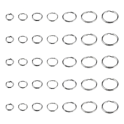 Нержавеющая Сталь Цвет 700шт 7 типы 201& 304 разрезные кольца из нержавеющей стали, кольца с двойной петлей, цвет нержавеющей стали, 4.5~18x1~2.5 мм, внутренний диаметр: 3.5~15 мм, одиночный провод: 0.5~1.25 мм, 100 шт / стиль