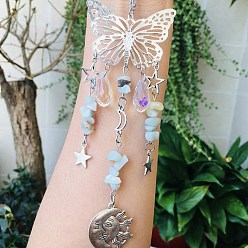 Flower Amazonite Натуральный цветок амазонит бабочка висит подвеска в виде ловца солнца украшение, подвески с хрустальным шаром в виде солнечной звезды, 230 мм