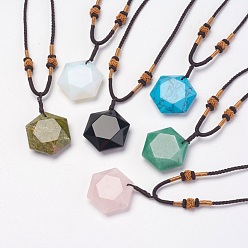 Смешанные камни Натуральные и синтетические смешанные каменные подвесные ожерелья, с нейлоновым шнуром, 10.6 дюйм ~ 13.7 дюйм (27 см ~ 35 см)