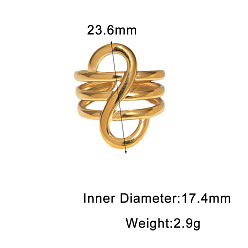 Golden Line 304 Stainless Steel Cuff Open Rings, Letter S, Golden, Inner Diameter: 17.4mm