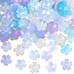 (52) Непрозрачная лаванда 120шт 6 цвета акриловые колпачки для бусин, цветок, с золотым краем, разноцветные, 17.5~18x18.5~9x5.5~6 мм, отверстие : 1.4~1.6 мм, 20 шт / цвет