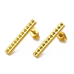 Real 18K Gold Plated Ion Plating(IP) 304 Stainless Steel Stud Earring Findings, Rhinestone Settings, Rectangle, Real 18K Gold Plated, Fit for 1mm rhinestone, 22x3.5mm, Pin: 0.8mm