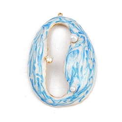 Настоящее золото 18K 304 эмаль нержавеющей стали большие кулоны, овальные, с abs имитационными жемчужными бусинами , ионное покрытие (ip), реальный 18 k позолоченный, 58.5x40.5x11.5 мм, отверстие : 1.8 мм