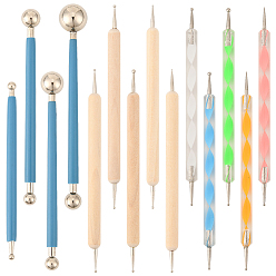 (52) Непрозрачная лаванда 14шт. 3 стили набор инструментов для лепки из пластика и дерева с двумя головками из глины, принадлежности для рукоделия из глины для детей, разноцветные, 119~131 мм