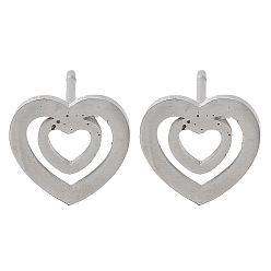 Нержавеющая Сталь Цвет Не тускнеют 304 серьги-гвоздики из нержавеющей стали, сердце, цвет нержавеющей стали, 8.5x9 мм