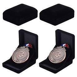 Черный Бархатные витрины для ювелирных изделий, футляры для хранения колец, серег, ожерелий, браслетов, прямоугольные, чёрные, 7.8x6.1x3.2 см