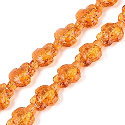 Dark Orange Transparent Glass Beads Strands, Turtle, Dyed & Hearted, Dark Orange, 17.5~18.5x13.5~14x8~8.5mm, Hole: 1~1.2mm, about 40~45pcs/strand, 26.77~30.12 inch(68~76.5cm)