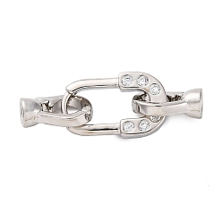 Платина Латунное микропейв, прозрачный кубический цирконий, складные застежки, без кадмия, без никеля и без свинца, овальные, платина, 33 мм