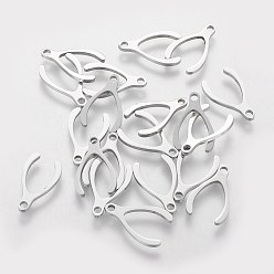 Stainless Steel Color 201 Stainless Steel Charms, Wishbone, Stainless Steel Color, 14.2x9x1mm, Hole: 1.5mm