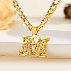 Letter M 304 цепочка с подвеской в виде Фигаро из нержавеющей стали, золотые, Буква М, 17.72 дюйм (45 см)