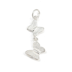 Серебро 925 подвески-бабочки из стерлингового серебра, с прыжковых колец, серебряные, 4.5x9x2.5 мм, отверстие : 3.5 мм