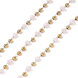 Лавандовый румянец 304 цепные цепи из нержавеющей стали, рондель, со стеклом, ионное покрытие (ip), реальный 18 k позолоченный, пайки, с катушкой, лавандовый румянец, 2 мм, около 32.81 футов (10 м) / рулон