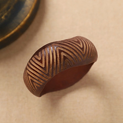 Saddle Brown Wave Engraved Wood Wavy Wide Bangles for Women, Saddle Brown, Inner Diameter: 2.64 inch(6.7cm)