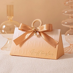 Персиковый Слойка Складные картонные коробки для конфет, коробка для упаковки свадебного подарка, с деревянной ручкой, розовые, 12.8x7x7.4 см