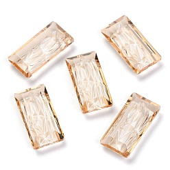 Золотая Тень Подвески из тисненого стекла со стразами, прямоугольные, граненые, золотые тени, 20x10x5 мм, отверстие : 1.6 мм