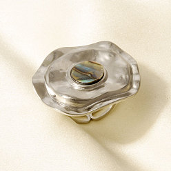 Нержавеющая Сталь Цвет Геометрический 304 нержавеющая сталь с открытыми кольцами манжеты из натуральной раковины, цвет нержавеющей стали, 32 мм, внутренний диаметр: 17 мм