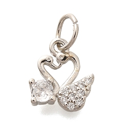 Платина Латунь с микропокрытием, долговечный, без свинца и без кадмия, лебедь, с целью перехода в кольце, платина, 10x9x3 мм