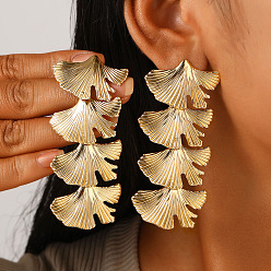 Лист Сплав мотаться серьги стержня, золотые, лист, 50 мм