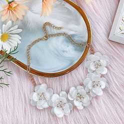 Белый Ожерелья из натуральных ракушек для женщин, Сплав цепи ожерелья, золотые, белые, 15.75 дюйм (40 см)