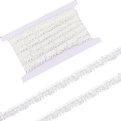 Weiß 5 Yards Polyester-Spitzenbänder, Schleife, mit 1 Stück Karton Papierband Organizer, für Kleidungszubehör, weiß, 5/8 Zoll (15~16 mm)