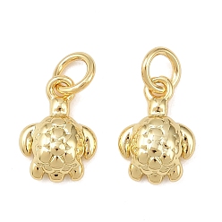 Настоящее золото 18K Латунные подвески, черепаховые чары, без кадмия и без свинца, стойки покрытие, долговечный, с целью перехода в кольце, реальный 18 k позолоченный, 11x8x3.5 мм, отверстие : 3 мм