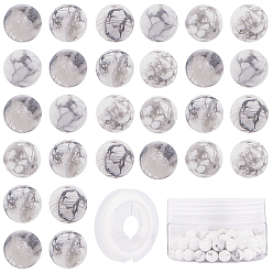 Howlite DIY Jewelry Set Making Kits, with Natural Howlite Round Beads, Dyed & Undyed, Elastic Thread, 8~8.5mm, Hole: 1mm, 10pcs/box