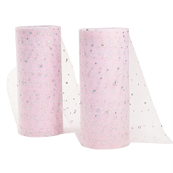 Лавандовый румянец Сетчатые ленты с блестками и пайетками, тюль ткань, Тюль-рулонная ткань для юбки, лавандовый румянец, 6 дюйм (15 см), о 25yards / рулон (22.86 м / рулон)