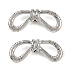 Платина Бусины-бантики из сплава, без свинца, без кадмии и без никеля, стойки покрытие, платина, 9.5x21.5x5.5 мм, отверстие : 1.8 мм