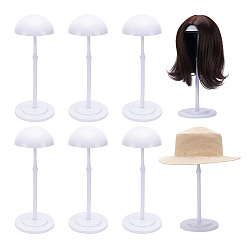 White 8Pcs Plastic Wig Display Stands, Hat Rack, Half Round, White, 16.2x25~48cm