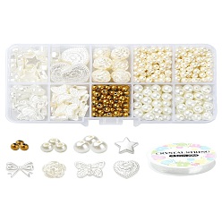 Mixed Color DIY Imitation Pearl Plastic Stretch Bracelet Making Kit, Mixed Color, 4~18mm, Hole: 1~1.6mm