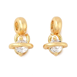 Настоящее золото 18K Латунные микро проложить кубического циркония подвески, без кадмия, без никеля и без свинца, прелести планеты, реальный 18 k позолоченный, 4.5x5x5 мм, отверстие : 1.8 мм