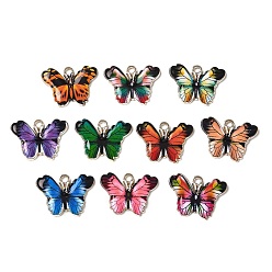 (52) Непрозрачная лаванда Печатные эмали подвески сплава, бабочки прелести, разноцветные, 16.5x22x1.5 мм, отверстие : 1.8 мм