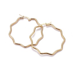 Золотой Серьги из 201 нержавеющей стали, с 304 штифта из нержавеющей стали, гипоаллергенные серьги, цветок, золотые, 12 датчик, 43.5x44x2 мм, штифты : 0.7x1 мм