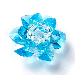 Темно-Голубой Стеклянные бусины тканые, кассетные шарики, лотос, глубокое синее небо, 35x19 мм, отверстие : 8 мм