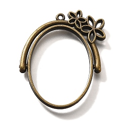 Античная Бронза Подвесные подвески из сплава, для diy уф смолы, эпоксидная смола, без кадмия, без никеля и без свинца, овальные с цветком, античная бронза, 38x31.5x3.5 мм, отверстие : 1.4 мм