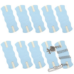 Голубой 10шт. ожерелье из искусственной кожи, противозакручивающиеся демонстрационные карточки с шерстью, карта памяти анти-обертывания, прямоугольные, голубой, 6.4x2.5x0.35 см